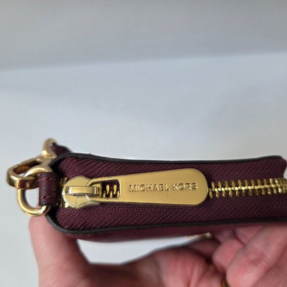 Michael Kors Wallet Burgundy Jet Set Travel Saffiano Leather Zip Around Wristlet - Picture 3 of 11